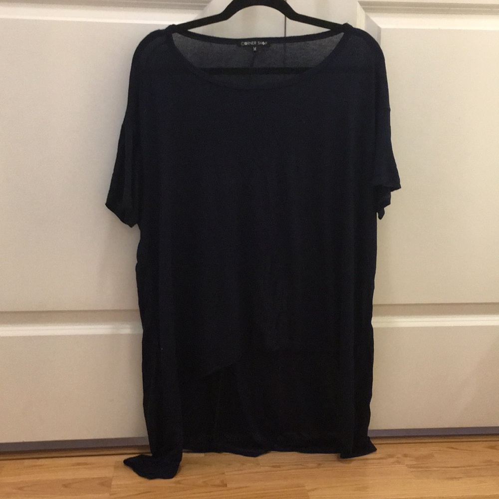 Dark navy high low jersey top